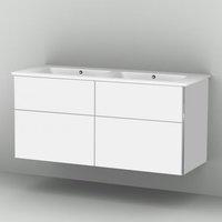 Sanipa 3way Waschtischunterschrank inkl. Keramik-Doppelwaschtisch Venticello 130 H: 60,5 T: 50 cm, 4 Auszüge Front weiß softKorpus weiß soft BR32843
