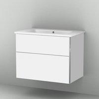 Sanipa 3way Waschtischunterschrank inkl. Keramik-Waschtisch Venticello 80 H: 60,5 T: 50 cm, 2 Auszüge, Waschtischmulde mittig Front weiß softKorpus weiß soft BR32343