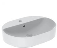 Geberit Aufsatzwaschtisch VariForm we., 60x45cm, m Hahnloch, m &Uuml;L, ellipt.