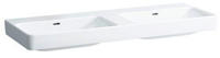 LAUFEN PRO S Doppelwaschtisch 130 cm, ohne Hahnl&ouml;cher, mit 2 &Uuml;berl&auml;ufen,