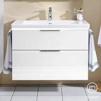 Burgbad Eqio Waschtischkombination mit Keramik-Waschtisch und LED- Beleuchtung 93 cm, mit Griff G0146 Eqio B: 93 T: 49 H: 66,5 cm