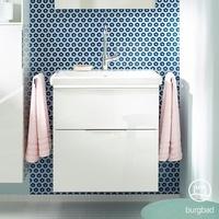 Burgbad Eqio Waschtischkombination mit Keramik-Waschtisch und LED- Beleuchtung 63 cm, mit Griff G0146 Eqio B: 63 T: 49 H: 66,5 cm