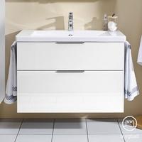 Burgbad Eqio Waschtischkombination mit Keramik-Waschtisch 93 cm, mit Griff G0146 Eqio B: 93 T: 49 H: 64,5 cm weiß hochglanz (acryl hochglanz)