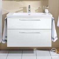 Burgbad Eqio Waschtischkombination mit Keramik-Waschtisch 93 cm, mit Stangengriff P95 Eqio B: 93 T: 49 H: 64,5 cm weiß hochglanz (acryl hochglanz)
