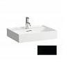 Laufen Laufen Kartell Waschtisch unterbauf&auml;hig, 1 Hahnloch, mit &Uuml;berlauf, 600x460mm, H810333, Farbe: Schwarz gl&auml;nzend - H8103330201041