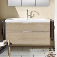 Burgbad Eqio Waschtisch mit Waschtischunterschrank mit LED-Beleuchtung, B: 123 H: 66,5 T: 49 cm, mit 2 Auszügen Front eiche cashmere dekorKorpus eiche cashmere dekor, Griff chrom SEZA123F3180C0001G0146, EEK: A++