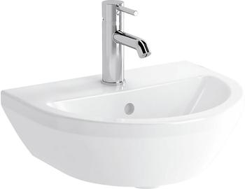 Vitra Integra Handwaschbecken 45 cm, mit Überlaufloch, 1 Hahnloch mittig Integra B: 45 T: 36 cm weiß 7065L003-0001