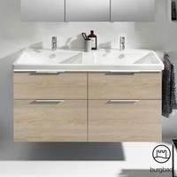Burgbad Eqio Waschtisch mit Waschtischunterschrank mit LED-Beleuchtung, B: 132 H 66,5 T: 49 cm, mit 4 Auszügen Front eiche cashmere dekorKorpus eiche cashmere dekor, Griff chrom SEZD123F3180C0001G0146, EEK: A++