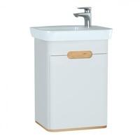 Vitra Sento Handwaschbecken mit Waschtischunterschrank B: 50 H: 68,5 T: 37,5 cm, 1 Tür, Anschlag rechts Front weiß mattKorpus weiß matt/eiche 60777, EEK: A+