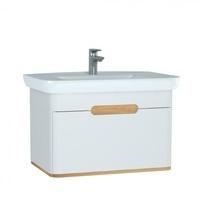 Vitra Sento Waschtisch mit Waschtischunterschrank B: 78 H: 52 T: 48,5 cm, 1 Auszug Front weiß mattKorpus weiß matt/eiche 60813, EEK: A+