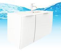 Trendbad24 GmbH & Co KG Waschtisch mit Waschbecken, Unterschrank Gently 1 90cm L Hochglanz weiß