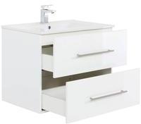 Lomado DE Waschtisch Badezimmer HELLA-02 in weiß Hochglanz, Unterschrank mit 2 Schubladen, Soft-Close, B/H/T ca. 70/54/46cm