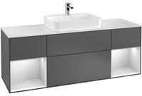 Villeroy & Boch Finion Waschtischunterschrank F452MTHG 160x60,3cm, Abdeckplatte black matt, Regale White matt lacquer, Midnight Blue Matt Lacquer