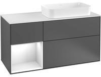 Villeroy & Boch Villeroy und Boch Finion Waschtischunterschrank G272MTHG 120cm, Abdeckplatte black matt, Emotion, Regal links White matt lacquer, Midnight Blue Matt Lacquer