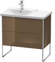 Duravit XSquare Waschtischunterbau stehend, 81,0 x 47,3 cm, 2 Auszüge, für P3 Comforts 233385, Becken links, Farbe (Front/Korpus): Olive Braun Hochglanz Lack