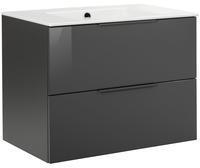 Fackelmann LUNA Badm&ouml;bel Set 2-teilig, 80 cm breit, Schwarz/Anthrazit, Keramik