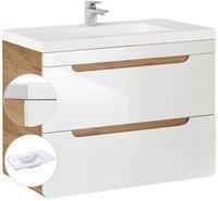 Lomadox Waschtisch mit Keramik-Aufsatzbecken B/H/T: 90/94/50cm
