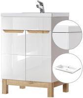 Lomadox Waschtisch Unterschrank 61cm Keramik Waschbecken Hochglanz Badmöbel Badezimmer