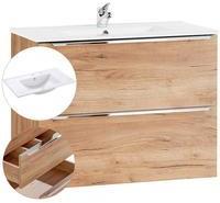 Lomadox Waschtisch-Unterschrank 80cm mit Keramik-Waschbecken TOSKANA-56 weiß 81 cm x 58 cm x 46 cm