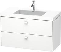 Duravit Duravit Brioso M&ouml;belwaschtisch c-bonded mit Unterbau wandh&auml;ngend 100,0x48,0 cm, 2 Schubk&auml;sten, inkl. Siphonausschnitt und Sch&uuml;rze, ohne &Uuml;berlauf, mit Hahnlochbank, 1 Hahnloch, Farbe (Front/Korpus): Lichtblau Matt Dekor, Griff Chrom - BR4607O1009