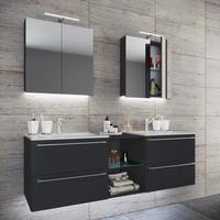 VCM 3-tlg. Doppel Waschplatz 2 Waschtisch Set Waschbecken Badinos XXL (913825)