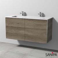 Sanipa 3way Doppelwaschtisch Design mit Waschtischunterschrank mit 4 Auszügen, BR48337