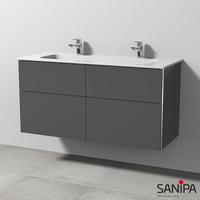 Sanipa 3way Doppelwaschtisch Design mit Waschtischunterschrank mit 4 Auszügen, BR48322