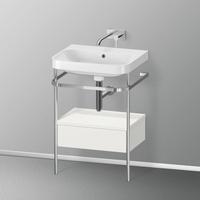 Duravit Happy D.2 Plus Waschtisch mit Metallkonsole und Unterschrank B: 57,5 H: 85 T: 49 cm, 1 Auszug ohne Hahnloch, Front nordic wei&szlig; seidenmatt/chrom/Korpus nordic wei&szlig; seidenmatt/chrom, ohne Einrichtungssystem HP4840N3939