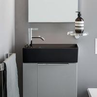 Kartell by Laufen Handwaschbecken B: 46 T: 28 cm, mit verdecktem Ablauf schwarz matt, mit 1 Hahnloch H8153357161111