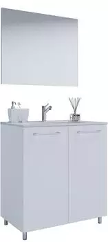 VCM 3-tlg. Waschplatz Waschtisch Set Waschbecken Badinos Dreht&uuml;r Spiegel (914339)