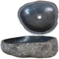 vidaXL Waschbecken Flussstein Oval (37-46)x(29-36) cm