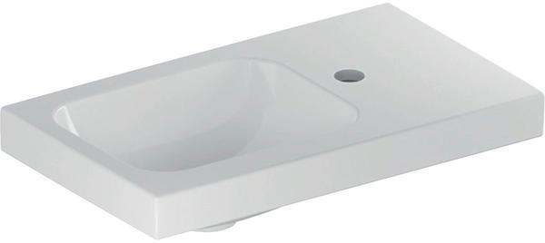 Geberit iCon Light Handwaschbecken, 53 cm x 31 cm, mit Hahnloch rechts, ohne Überlauf, Ablagefläche rechts, 501832, Farbe: weiß Ohne KeraTect Beschichtung weiß