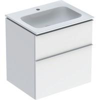 Geberit iCon Set Möbelwaschtisch mit Unterschrank, 2 Schubladen, 60x63x48 cm, 502331, Farbe: Waschtisch: weiß, weiß hochglänzend, Griff weiß matt