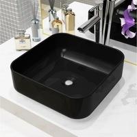 vidaXL Waschbecken Keramik quadratisch schwarz 38x38x13,5cm (142733)