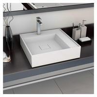 vidaXL Waschbecken 50 x 50 x 12,3 cm Mineralguss/Marmorguss Wei&szlig;