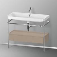 Duravit Happy D.2 Plus Waschtisch mit Metallkonsole und Unterschrank B: 97,5 H: 85 T: 49 cm, 1 Auszug mit 1 Hahnloch, Front leinen/chrom/Korpus leinen/chrom, ohne Einrichtungssystem HP4843O7575