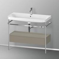 Duravit Happy D.2 Plus Waschtisch mit Metallkonsole und Unterschrank B: 97,5 H: 85 T: 49 cm, 1 Auszug mit 1 Hahnloch, Front steingrau seidenmatt/chrom/Korpus steingrau seidenmatt/chrom, ohne Einrichtungssystem HP4843O9292