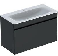 Geberit Renova Plan Waschtisch mit WTU B: 100 H: 62,2 T: 48 cm, 1 Auszug, Innenschublade Front lava mattKorpus lava matt, WT wei&szlig; mit KeraTect 501917JK8