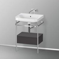 Duravit Happy D.2 Plus Waschtisch mit Metallkonsole und Unterschrank B: 57,5 H: 85 T: 49 cm, 1 Auszug ohne Hahnloch, Front graphit supermatt/chrom/Korpus graphit supermatt/chrom, ohne Einrichtungssystem HP4840N8080