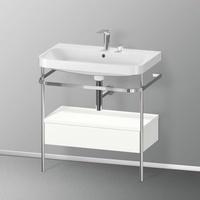 Duravit Happy D.2 Plus Waschtisch mit Metallkonsole und Unterschrank B: 77,5 H: 85 T: 49 cm, 1 Auszug mit 2 Hahnl&ouml;chern, Front wei&szlig; seidenmatt/chrom/Korpus wei&szlig; seidenmatt/chrom, ohne Einrichtungssystem HP4842E3636