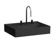 Laufen Laufen Kartell Waschtisch, Ablage links, 3 Hahnlöcher, ohne Überlauf, 600x460mm, H810335, Farbe: Schwarz Matt - H8103357161581