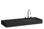 Laufen Laufen Kartell Waschtisch, unterbaufähig, Ablage links, 3 Hahnlöcher , ohne Überlauf, 1200x460mm, H813333, Farbe: Schwarz Matt - H8133337161581