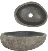 vidaXL Waschbecken Flussstein Oval (29-38)x(24-31) cm