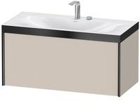 Duravit XViu Waschtisch-Unterschrank XV4611EB291P 100x48cm, 1 Auszug, 2 Hahnl&ouml;cher, schwarz matt, Rahmen P, taupe matt