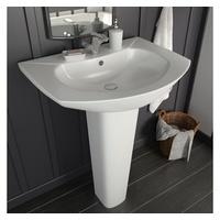 vidaXL Freistehendes Waschbecken mit S&auml;ule Keramik Wei&szlig; 650x520x200 mm