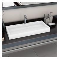 vidaXL Waschbecken 100 x 46 x 11 cm Mineralguss/Marmorguss Wei&szlig;
