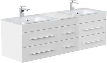 Emotion Badmöbel Vitro XL mit Doppel-Glasbecken weiss hochglanz