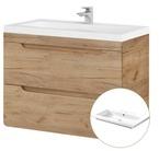 Lomadox Waschtisch Wotaneiche 80cm LUTON-56-CRAFT Keramikbecken B/H/T ca. 81/63/46 cm