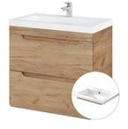 Lomadox Waschtisch 61cm mit Keramikbecken LUTON-56-CRAFT Wotaneiche, B/H/T ca. 61/63/46 cm