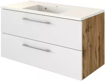 Held Möbel Livorno Waschtisch 100x54cm, Wotaneiche/weiß matt